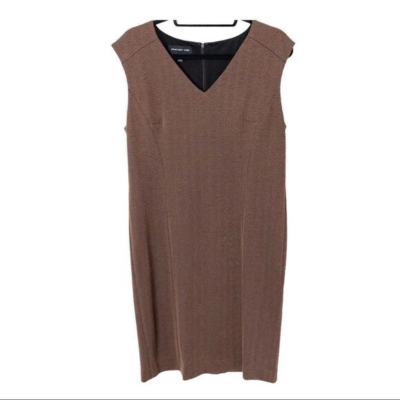 Jones New York Brown/Black Sleeveless Stretch Midi Dress Size 10 - Picture 1 of 9
